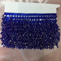 Bordure en dentelle à strass et perles, 100% polyester, voile crocheté, garniture sexy pour couture, filet à sequins, franges de perles de verre pour chaussures et sacs
