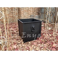 Pot de fleurs et jardinière élégant de style classique pour patio, jardin, véranda, tête de lion, décor carré en zinc gris, métal lourd