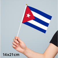 Drapeau national de Cuba à agiter à la main, 14x21CM, polyester, imprimé sur mesure, drapeau à main pour défilé, célébration, événement sportif, anti-rides