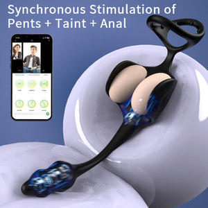 Anneau pénien de blocage, anneau anti-éjaculation masculin, œuf de massage prostatique, plug anal vibrant unisexe avec contrôle par application pour stimulation - Product Image 3