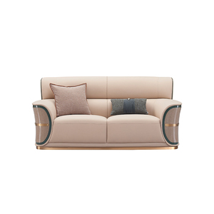 Ghế <span class=keywords><strong>sofa</strong></span> da thật phong cách Ý sang trọng nhẹ nhàng với lưng ghế bằng thép không gỉ và đệm mềm, nội thất phòng khách - Product Image 6