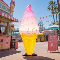Cornet de crème glacée gonflable LED personnalisé, modèle alimentaire de dessin animé d'été, géant, publicitaire, avec LED pour la promotion