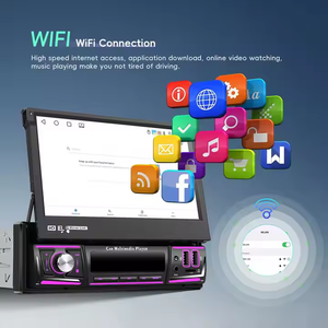 Podofo 7 ''1 Din Autoradio <span class=keywords><strong>Android</strong></span> Car Radio 4 + 64G Flip Retráctil Pantalla táctil Inalámbrico Carplay y <span class=keywords><strong>Android</strong></span> <span class=keywords><strong>Auto</strong></span> BT/WIFI/GPS USB - Product Image 2