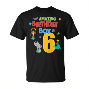 T-shirt pour enfants de 6 ans, fête d'anniversaire sur le thème du cirque, le superbe garçon d'anniversaire a six ans - Product Image 2