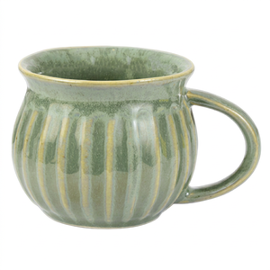 Taza de Café de Cerámica Hecha a Mano con Acabado Mate a Rayas, Estilo Wabi Sabi, Apta para Uso Doméstico, Apta para Lavavajillas y Microondas - Product Image 1