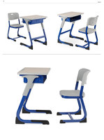 Ensemble de bureau et de chaise d'école moderne pour les élèves, utilisation en classe, table d'étude en bois avec fonction de réglage en hauteur, design durable