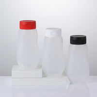 Bouteille souple en plastique PE de 330 ml de couleur naturelle, de qualité alimentaire, à faible MOQ, pour sauce soja, vinaigrette, miel, avec bouchon à clapet