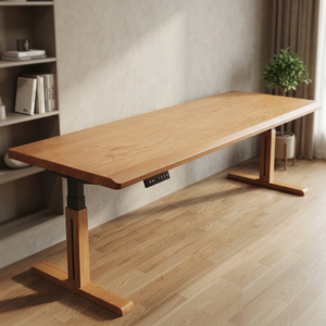<b>Solid</b> <b>Wood</b> Electric Height-Adjustable <b>Desk</b> <b>DESK</b>-0094 Rectangular Metal Frame Writing Office Computer <b>Desk</b> - Product Image 3