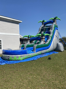 商業用キッズスライドダブルレーントロピカルヤシの木子供と大人のためのプール付きインフレータブルウォータースライド - Product Image 2