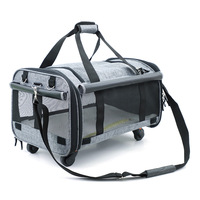 Sac de transport portable pour animaux de compagnie approuvé par la compagnie aérienne Sac de transport respirant pour chiot Voyage Trolley Sac à dos Poussette pour petits animaux Chien Chat Randonnée