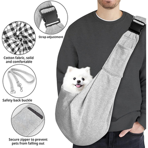 Custom Adjustable Crossbody Pet <b>Slings</b> Soft-Sided Pet Carrier Bag with Zipper Closure - Product Image 2