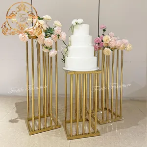 Square Stainless Steel Wedding Pillar Cake Table For Party Event