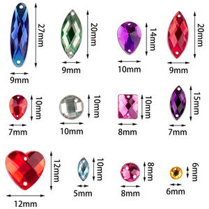 Strass à coudre en acrylique de formes variées, à deux trous, dos plat, pour la confection de robes de mariée, vêtements, sacs, chaussures, pierres et articles d'habillement - Product Image 5