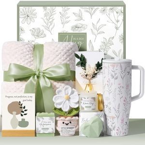 Coffret cadeau vert pour femmes, coffret spa relaxant avec gobelet, cadeaux d'anniversaire pour maman, amie, sœur - Product Image 2