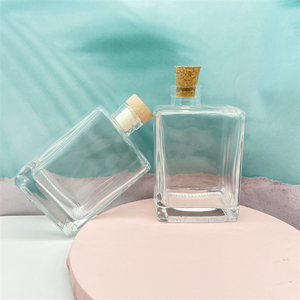 Bouteille en verre de forme carrée pour boissons au lait, avec bouchon en liège métallique, de 280ml, 1 pièce - Product Image 1