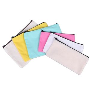 Wholesale Color Cotton Canvas Zipper Pouch with logo Print Pencil <b>case</b> - Product Image 1