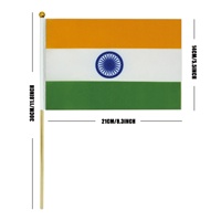 Vente en gros 14*21cm drapeau indien avec fanion agitant la main Offre Spéciale les pays du monde avec tige en bois