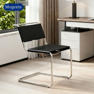 Modern Single-Person Stainless Steel Luxury Leisure <b>Chair</b> with Leather Surface for Home Office Living Room Apartment Outdoor Use - Product Image 3