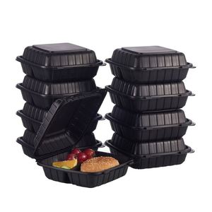 Contenedor de Alimentos Biodegradable de Plástico con 3 Compartimentos y Tapa Abatible, Apto para Microondas, en Oferta - Product Image 1