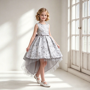 Abito da Sera Rosa Gonfio da Principessa per Bambine, Vestito Elegante per Matrimoni e Feste, per Ragazze dai 3 ai 14 Anni - Product Image 5