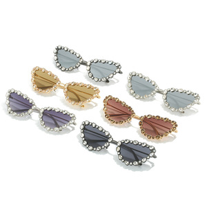 3562 New Arrival Personality Cat Eye Diamond Metal Triangle Ins Style Women Shades Vintage <b>Sunglasses</b> - Product Image 2