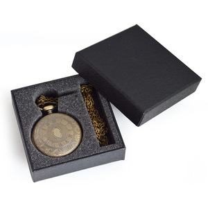 Boîte d'emballage de <span class=keywords><strong>montre</strong></span> de poche en papier noir en gros, boîtes en vrac, étui sans logo - Product Image 4