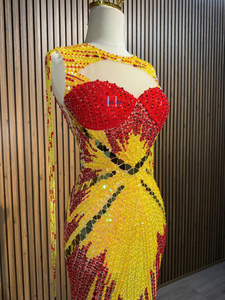 Vestido de seda sin mangas con silueta de sirena para mujer, con pedrería premium, para eventos formales, a precio económico. - Product Image 3