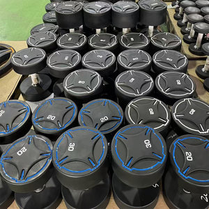 High Quality 20 Kg Round PU <b>Dumbbell</b> Set for Home Gym Custom Logo Fitness Equipment - Product Image 4