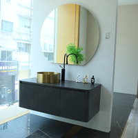 Meuble-lavabo flottant de salle de bain George Group 2023, style hôtel moderne, en bois de luxe, avec double vasque et miroir, 48 pouces