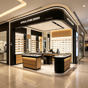 Modern Optical Shop Display Cabinets Simple Led Lighting Eco Friendly Glasses Shelf Custom Furniture Interior Design - Product Image 1