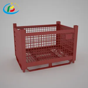 Steel Mesh Storage Stackable Bins Wire Mesh Baskets Welding Wire Collapsible Container Folding Gold Wire Container Storage Cage