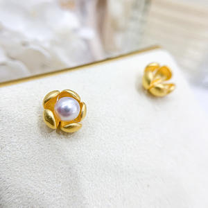 Accesorios de Plata S925 para DIY con Perlas, Cuentas Redondas de 5-7mm, Pequeños Aretes de Flor de Loto y Broches con Forma de Coche 21500 - Product Image 1