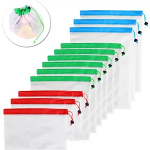 Large Reusable Mesh Produce Washable Eco Friendly Bags for Grocery Shopping Fruit Vegetable Toys