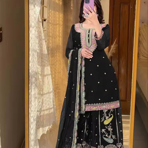 ชุดเดรสอินเดียสำเร็จรูปคุณภาพพรีเมียม ผ้าจอร์เจตต์ แบบอนาร์กาลี พร้อมงานปักเลื่อม สำหรับเด็กผู้หญิง ขายส่ง - Product Image 1