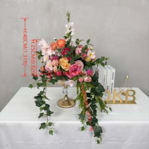 Style moderne personnalisé Rose Boule de fleurs artificielles Boule de fleurs d'orange Boules de fleurs de mariage pour centres de table - Product Image 2