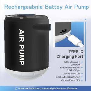 Mini bomba inflable recargable por USB portátil, cama de aire de plástico y colchón para acampar, flotadores de piscina, compañero - Product Image 2