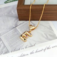 Collar con Iniciales de las 26 Letras del Alfabeto Inglés, con Incrustaciones de Circones Coloridos, Cadena Chapada en Oro de 18K para Uso Diario, Venta al Por Mayor