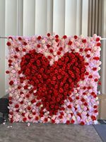 Panneaux de fleurs artificielles réalistes roses rouges européennes en gros 8 x 8 pour décorations murales de mariage et de la Saint-Valentin pour photos