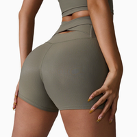 Shorts de sport pour femmes à taille haute, extensibles dans quatre directions, en Spandex/Nylon, couleur unie, taille élastique, respirants, anti-transpiration, séchage rapide, taille plus