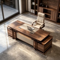 Bureau de direction en bois massif de noyer, style chinois moderne, structure à mortaise et tenon, avec rangement, modèle LBZ-311X