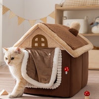 Modernes Cartoon-Muster Luxus-Winterbett für Katzen und Hunde mit Cordbezug und Arktis-Fleece-Futter