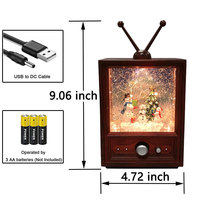 Boule de neige Led Oem filtrantes, 1 pièce, lanterne de noël Unique, Style télévision rétro, cadeau de noël, avec Design de bonhomme de neige