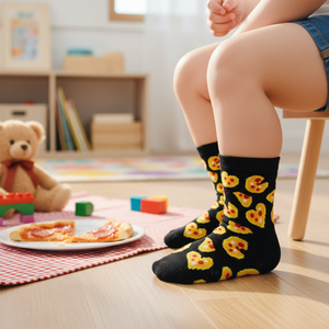 Pizza Patterned Knitted Kids' Socks Cute <b>Ankle</b>-Crew Dress Socks Soft and Breathable Leg <b>Warmers</b> - Product Image 3
