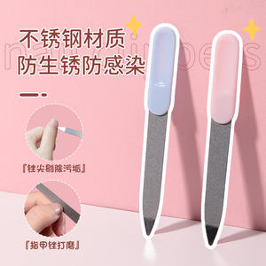 Lima de uñas de acero inoxidable de doble cara Lmltop, grano 180, reutilizable, herramienta de pedicura rosa y azul - Product Image 1