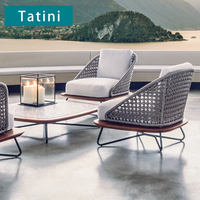 Corde extérieure Tissage Canapé Patio Jardin Balcon Loisirs Table Basse Ensemble Hôtel Villa Patio Tous Temps Étanche Meubles