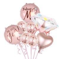 Ballon en aluminium réutilisable JUXINDA en forme de bague diamant rose, écologique, pour la décoration de la fête nuptiale, la réception de mariage romantique, la Saint-Valentin