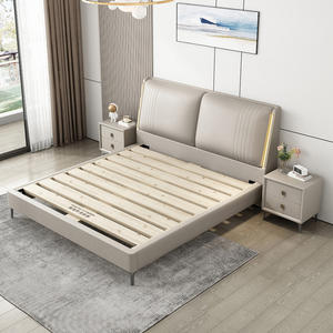 2024 populaire minimaliste cadre en bois lit queen avec matelas ensemble de meubles de chambre à coucher - Product Image 5