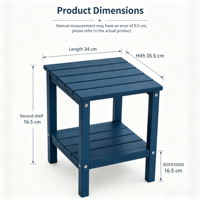 Ensemble de chaises Adirondack bleu marine 3 pièces avec table d'appoint pliante, comprenant 2 chaises et 1 table, finition imitation bois