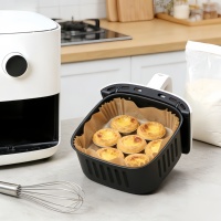 Papiers de cuisson ronds et carrés pour friteuse à air, résistants à la graisse, antiadhésifs, jetables, résistants à la chaleur, en papier sulfurisé pour un nettoyage facile et l'emballage