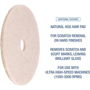 19 pulgadas. Almohadillas de Pulido para Pisos de Pelo de Cerdo Natural Beige, Paquete de 5 - Boardwalk BWK4019NHE - Product Image 2